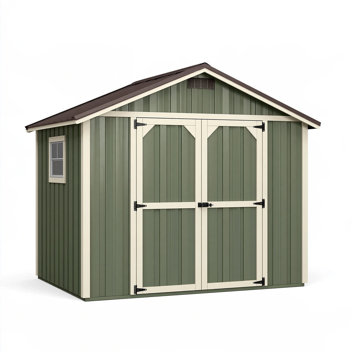 Abri de jardin 300 x 240 x 220 cm en acier vert avec double porte style grange