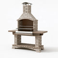Barbecue fixe 160 x 80 x 250 cm en brique réfractaire beige avec grille style rustique