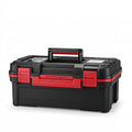 Boîte à outils 50 x 25 x 24 cm en plastique noir et rouge avec poignée de transport