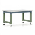 Établi d'atelier 160 x 80 x 90 cm en métal vert gris style industriel avec pieds réglables