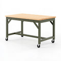 Établi mobile 150 x 75 x 90 cm en bois et acier vert pour atelier