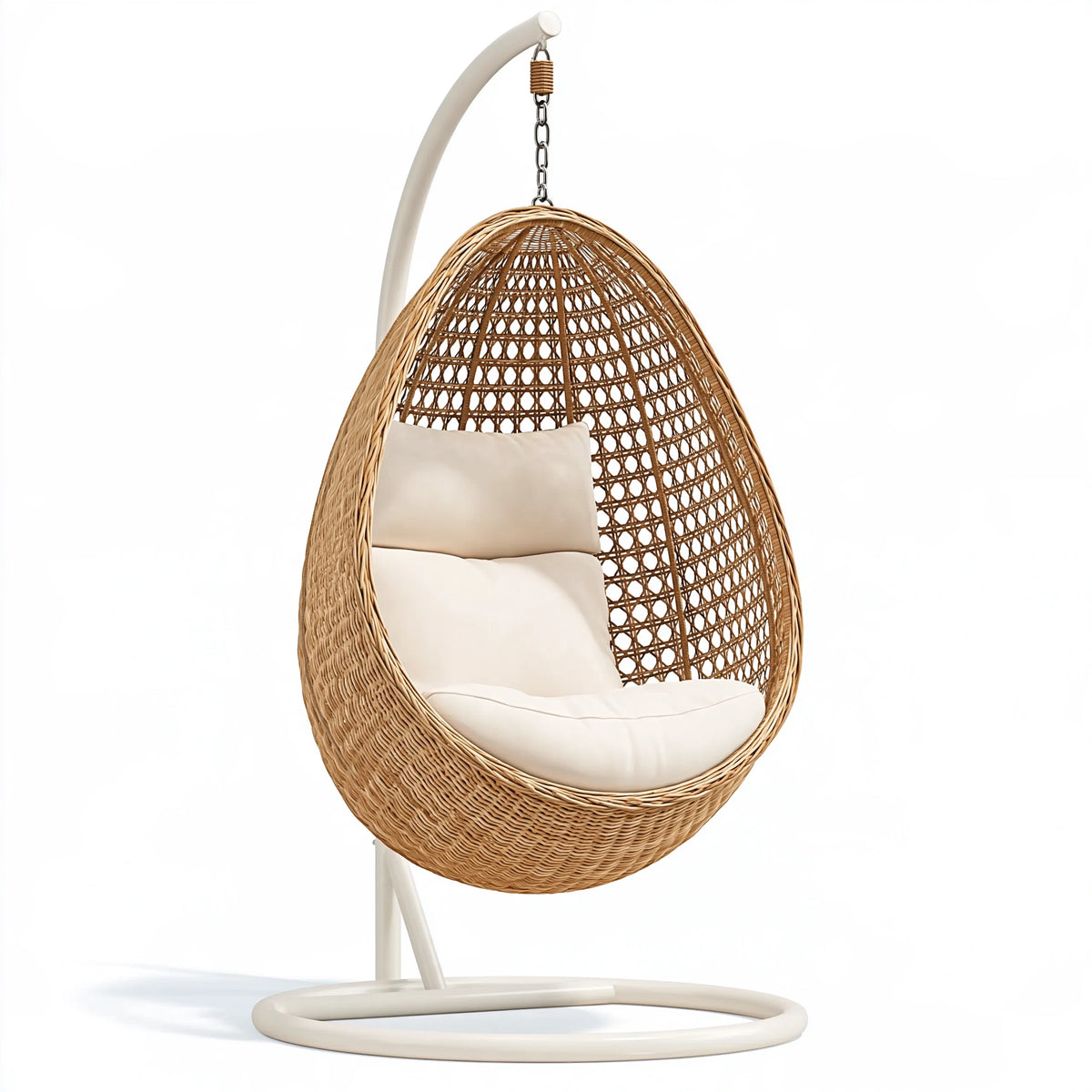 Fauteuil suspendu 105 x 105 x 195 cm en osier naturel pour intérieur style bohème