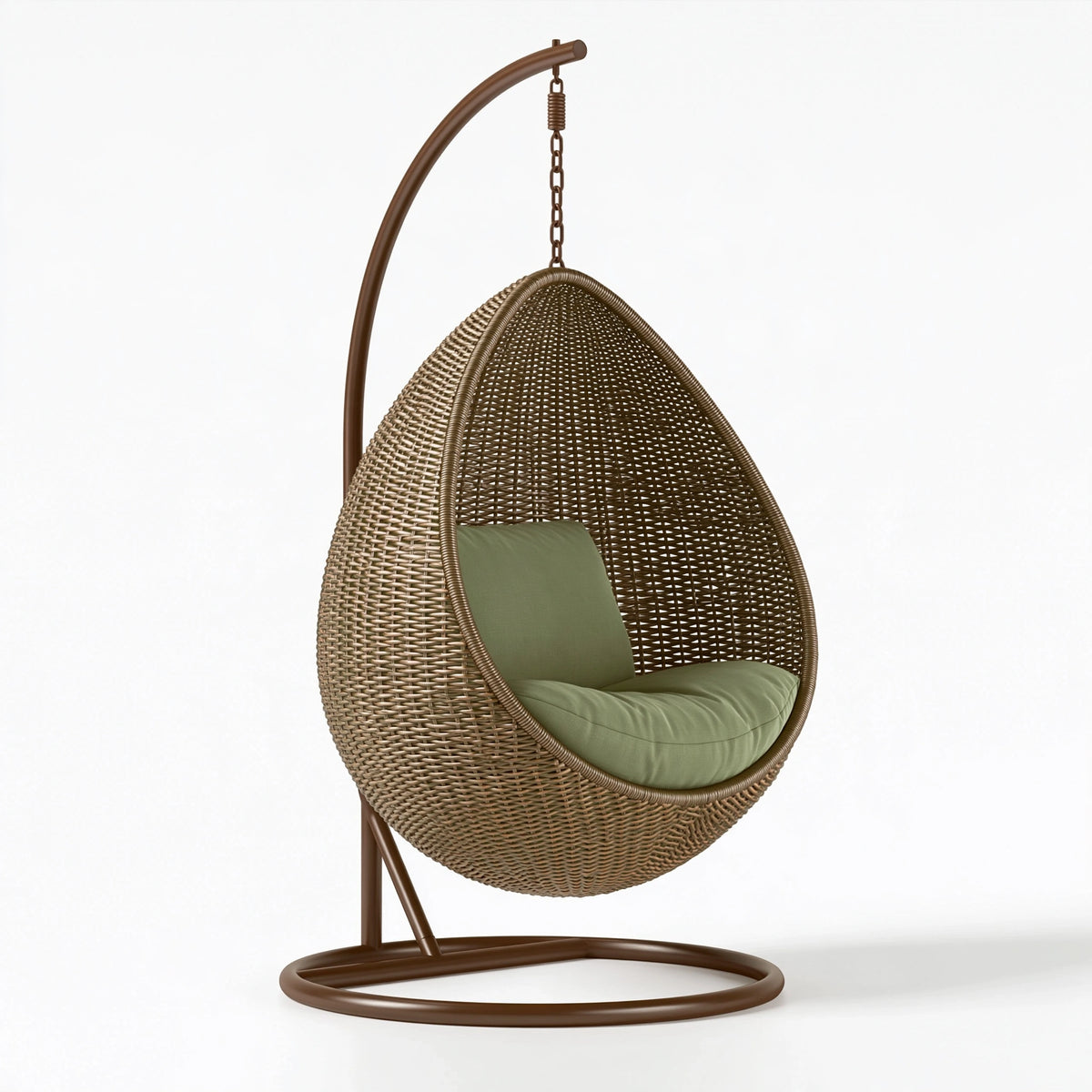 Fauteuil suspendu 105 x 105 x 195 cm en résine tressée marron style bohème pour jardin