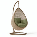 Fauteuil suspendu 105 x 105 x 195 cm en résine tressée marron et vert avec support style bohème