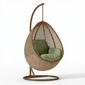 Fauteuil suspendu 110 x 100 x 195 cm en fibres tressées marron avec support métallique pour détente