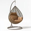 Fauteuil suspendu 105 x 105 x 195 cm en résine tressée marron avec support en métal style contemporain