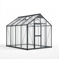 Serre de jardin 250 x 190 x 195 cm en aluminium noir et polycarbonate avec lucarne de toit