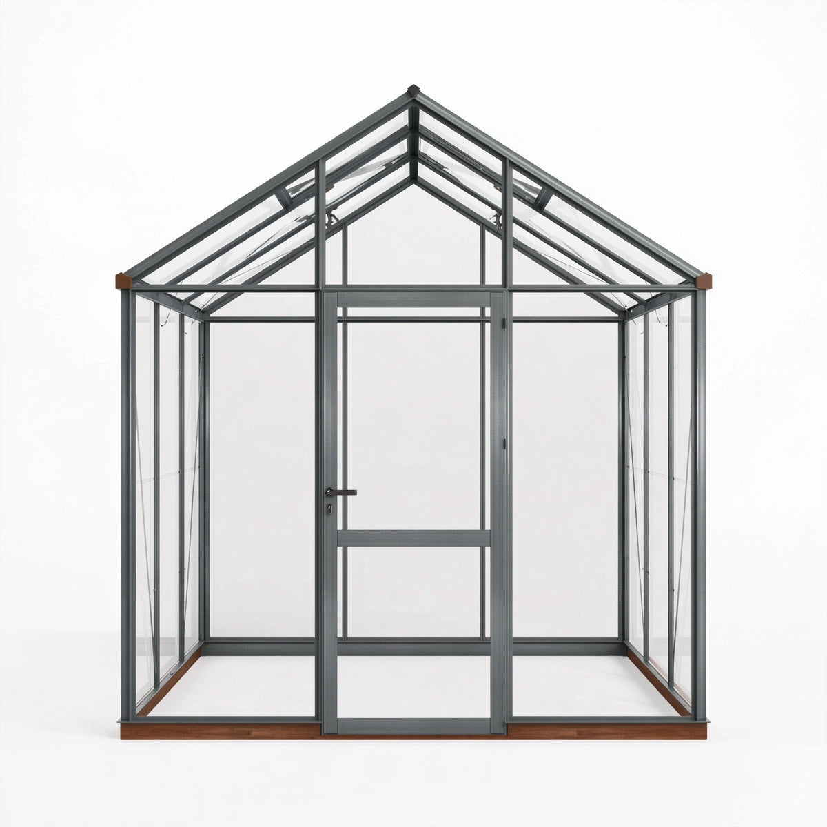 Serre de jardin 190 x 190 x 200 cm en aluminium et panneaux transparents gris anthracite - toit à deux pentes