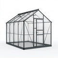 Serre de jardin 300 x 190 x 250 cm en aluminium noir et polycarbonate translucide avec porte