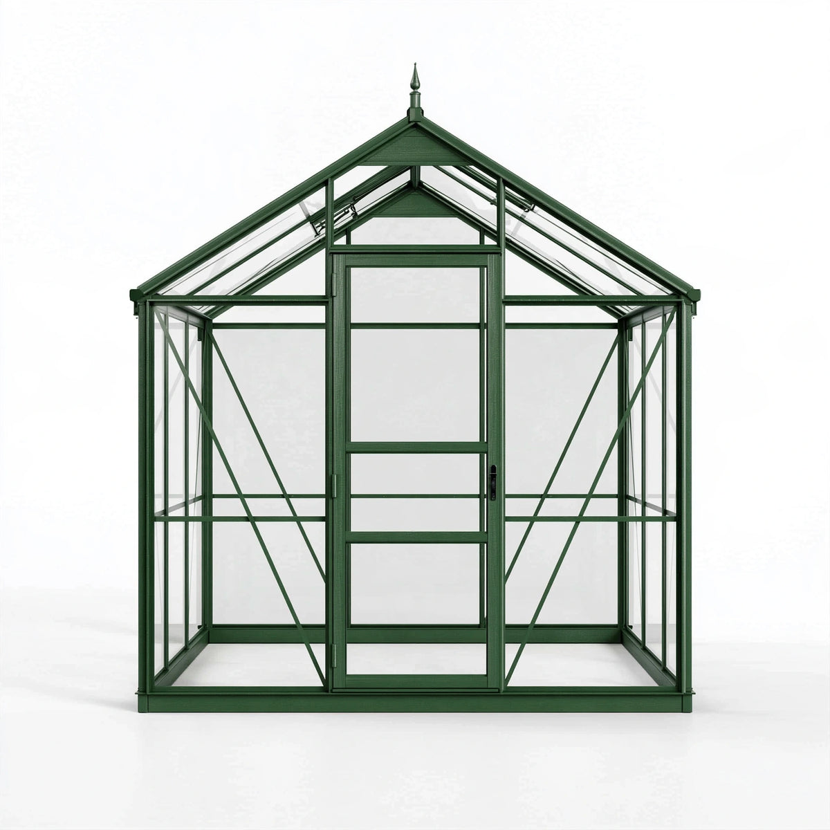 Serre de jardin 190 x 190 x 220 cm en aluminium vert avec vitrage et toit ouvrant style victorien
