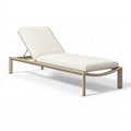 Chaise longue 200 x 70 cm en métal et tissu beige pour extérieur à dossier réglable